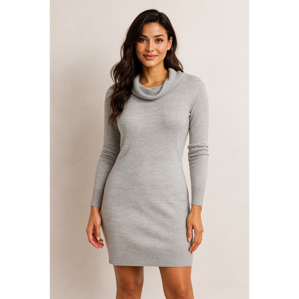 SMARTWOOL Granite Falls Merino Wool Turtleneck Gray Sweater Dress in Size Small